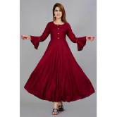 SIPET - Maroon Rayon Women''s Flared Kurti ( Pack of 1 ) - None