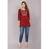 JC4U Rayon Printed Straight Womens Kurti - Maroon ( Pack of 1 ) - None