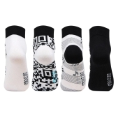 Men's Black and White Casual Designer Socks -Pack Of 4