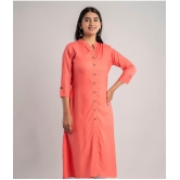 MAUKA - Peach Rayon Women's Front Slit Kurti ( Pack of 1 ) - None