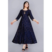 Smien Rayon Printed Anarkali Womens Kurti - Blue ( Pack of 1 ) - None