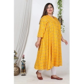 Swasti Cotton Blend Printed Front Slit Womens Kurti - Yellow ( Pack of 1 ) - None