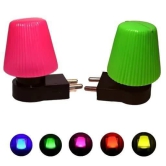 Elecsera Led Night Umbrella Shape Hanging Lights Pack of 2 Night Lamp (6.5 cm, Multicolor)