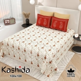 Bedsheet Adda-Super Mega King Size  King Size(108*108 in)-Pure Cotton Sanganeri Printed Jaipuri  Double Bedsheet With 2 Matching Pillow Covers-RJ-14-03-(108*108)-HT8311