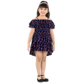 Naughty Ninos - Navy Cotton Girl's Asymmetric Dress ( Pack of 1 ) - None