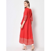 Kbz - Red Rayon Women's Flared Kurti ( Pack of 1 ) - None