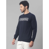 UrbanMark Men Regular Fit Printed Full Sleeves Round Neck Fleece Sweatshirt-Navy Blue - None