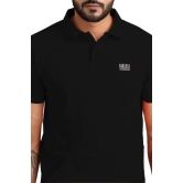 Men Solid Polo Neck Polyester Black T-Shirt