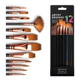 Painting Brushes Set of 12 Professional Round Pointed Tip Nylon Hair Artist Acrylic Paint Brush for Acrylic/Watercolor/Oil Painting