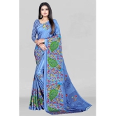 LEELAVATI - Blue Crepe Saree With Blouse Piece ( Pack of 1 ) - Blue