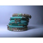 Seafoam green and gold bangles