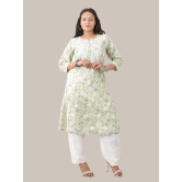 Pravia Lucknowi Chikankari Embriodery Premium Very Fine Handwork Cotton Flower Print Long Kurti for Girls