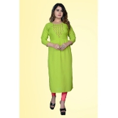 HAYA - Lime Green Rayon Women''s Straight Kurti ( Pack of 1 ) - None