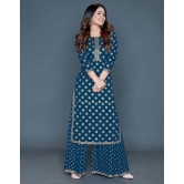 Estela - Blue Straight Rayon Women's Stitched Salwar Suit ( Pack of 1 ) - S