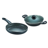 Prestige Omega Deluxe Granite Aluminium Cookware Set, 2-Pieces, Black