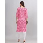 JC4U Cotton Printed Straight Womens Kurti - Pink ( Pack of 1 ) - None