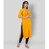 SVARCHI - Yellow Cotton Women's Straight Kurti ( Pack of 1 ) - XL