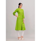 MAUKA Rayon Embroidered Front Slit Womens Kurti - Green ( Pack of 1 ) - None