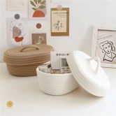 Oval Jute Multipurpose Basket-White