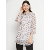 Shirt Collar Floral Printed Tunic