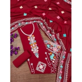 Apnisha Unstitched Georgette Embellished Dress Material - Maroon ( Pack of 1 ) - Maroon