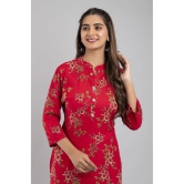 MAUKA - Red Rayon Women's Straight Kurti ( Pack of 1 ) - None