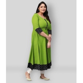 Estela - Green Cotton Women's Flared Kurti ( Pack of 1 ) - L