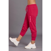 Sinner Printed Pink Cotton Joggers for Women