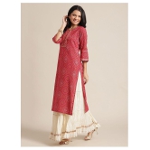 KSUT Red Cotton Straight Kurti - Single - M