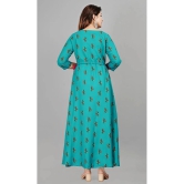 NUPITAL - Turquoise Rayon Womens Anarkali Kurti ( Pack of 1 ) - None