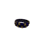 Blue Silk Thread Bangles with Golden Flower Design