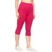 Diaz Pink Cotton Lycra Solid Capri - Single - S