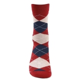 Men's Cotton Argyle Designer Signature Socks - Scarlet Maroon