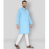 Maharaja - Blue Cotton Regular Fit Mens Kurta Pyjama Set ( Pack of 1 ) - None