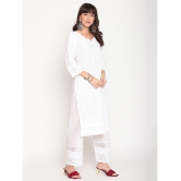 Queenley - White Cotton Womens Straight Kurti ( Pack of 1 ) - M