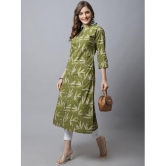 Pistaa 100% Cotton Printed Front Slit Womens Kurti - Green ( Pack of 1 ) - None