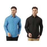 KLOSET By RIAG 100% Cotton Regular Fit Solids Full Sleeves Men's Casual Shirt - Black ( Pack of 2 ) - None