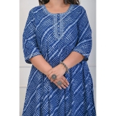 Swasti Cotton Blend Printed Anarkali Womens Kurti - Blue ( Pack of 1 ) - None