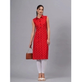 HIGHLIGHT FASHION EXPORT Rayon Printed Straight Womens Kurti - Red ( Pack of 1 ) - None