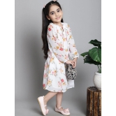 MINI & MING Girls Floral Print Tie-Up Neck Puff Sleeve A-Line Dress