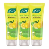 Joy Skin Brightening Lemon Face Wash with Vitamin C For Glowing Skin 300ml, (Pack of 3 X 100ml)