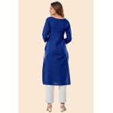 Glomee - Blue Cotton Womens Straight Kurti ( Pack of 1 ) - None