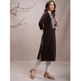 Ketch Polyester Embroidered Straight Womens Kurti - Charcoal ( Pack of 1 ) - None