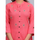 MAUKA Rayon Embroidered Front Slit Women''s Kurti - Pink ( Pack of 1 ) - None