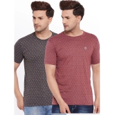 Lycos - Cotton Blend Regular Fit Maroon Mens T-Shirt ( Pack of 2 ) - None