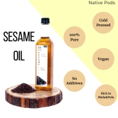 Native Pods Wood Pressed Sesame Oil/Gingelly Oil/Nalla Ennai - Kacchi Ghani/ Chekku/ Kolhu - Unrefined/Unfiltered - Healthy Sesame Oil for Cooking 1000mL (Pack of 1)