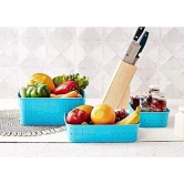 Vegetable & Fruit Plastic Basket Set (3 in 1)-Blue