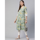 Divena - Green Cotton Womens Front Slit Kurti ( Pack of 1 ) - None