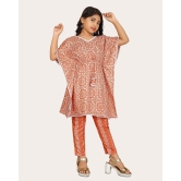 Girls Fashionable Ethnic Set Kaftan & Bottom Set And Like Kaftan Dress Kurti-Orange / 8 - 9 Years