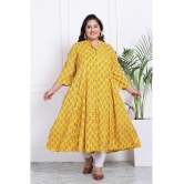 Swasti Cotton Blend Printed Flared Womens Kurti - Yellow ( Pack of 1 ) - None